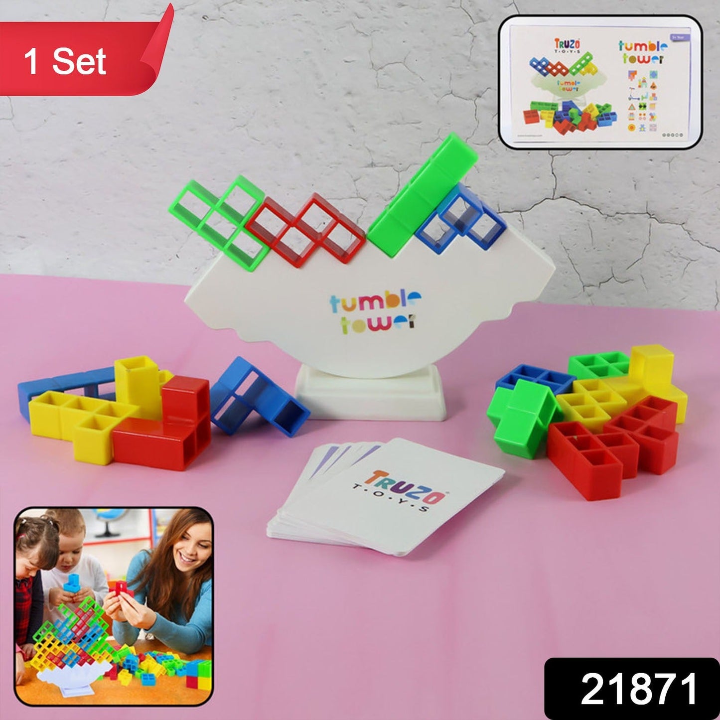 Wooden stacking tower game for kids